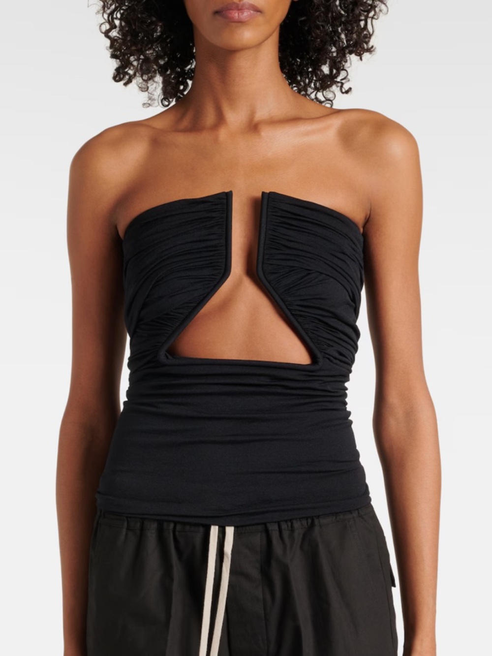 Rick Owens Black Prong Jersey Strapless Top